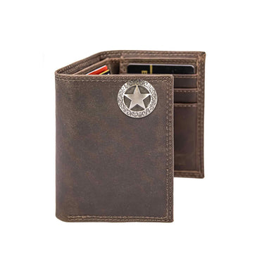 Texas Star Leather Trifold Wallet for Men | Full Grain Leather Wallet | Gift for Him