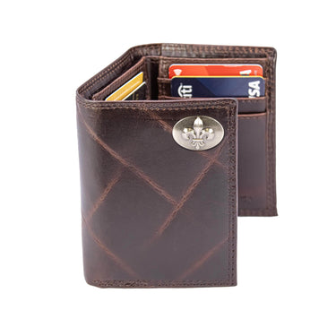 Fleur De Lis Leather Trifold Wallet for Men | Full Grain Leather Wallet | Gift for Him