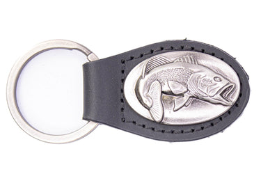 Bass Leather Keychain - Brown or Black Leather Key Ring - Gift for Him