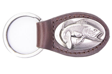 Bass Leather Keychain - Brown or Black Leather Key Ring - Gift for Him