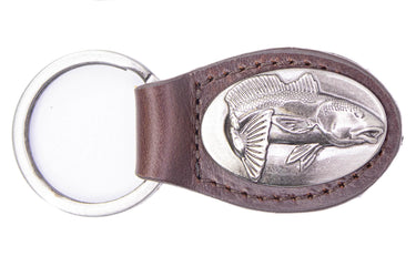 Redfish Leather Keychain - Brown or Black Leather Key Ring - Gift for Him