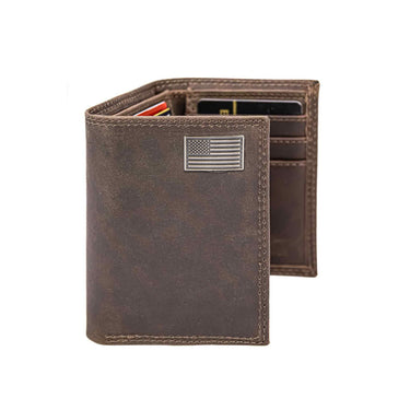 American Flag Leather Trifold Wallet for Men | Full Grain Leather Wallet | Gift for Him