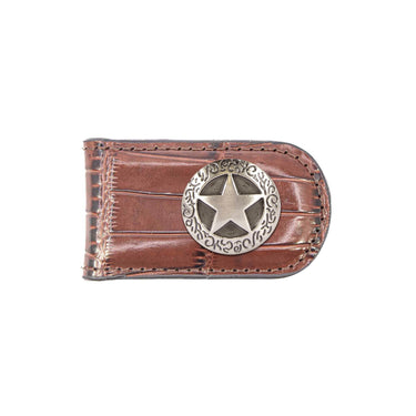 Texas Star Leather Magnetic Money Clip Wallet - Slim Front Pocket Silver Emblem - 6 Colors