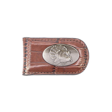 Turkey Leather Magnetic Money Clip Wallet - Slim Front Pocket Silver Emblem - 6 Colors
