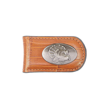 Turkey Leather Magnetic Money Clip Wallet - Slim Front Pocket Silver Emblem - 6 Colors