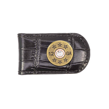 Shotshell Leather Magnetic Money Clip Wallet - Slim Front Pocket Silver Emblem - 6 Colors