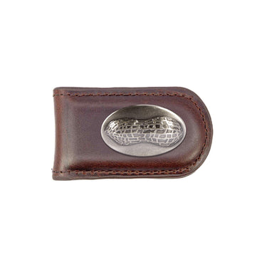 Peanut Leather Magnetic Money Clip Wallet - Slim Front Pocket Silver Emblem - 6 Colors