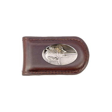 Marlin Leather Magnetic Money Clip Wallet - Slim Front Pocket Silver Emblem - 6 Colors