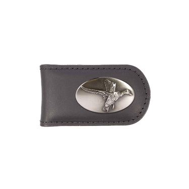 Mallard Leather Magnetic Money Clip Wallet - Slim Front Pocket Silver Emblem - 6 Colors