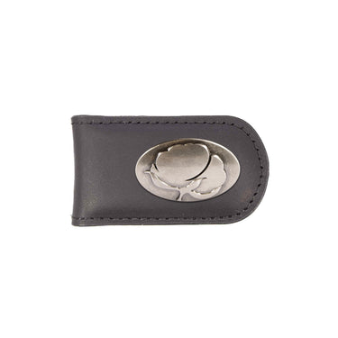 Cotton Boll Leather Magnetic Money Clip Wallet - Slim Front Pocket Silver Emblem - 6 Colors