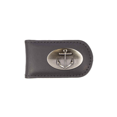 Anchor Leather Magnetic Money Clip Wallet - Slim Front Pocket Silver Emblem - 6 Colors
