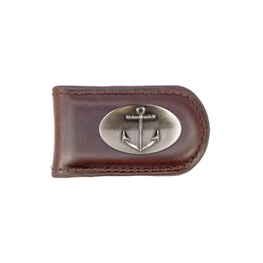 Anchor Leather Magnetic Money Clip Wallet - Slim Front Pocket Silver Emblem - 6 Colors