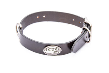 Southern Miss Eagles Brown Leather Dog Collar - Antique Silver Logo