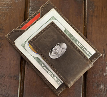 Lab Magnetic Leather Wallet | Slim Front Pocket Card Holder | Minimalist Clip Wallet