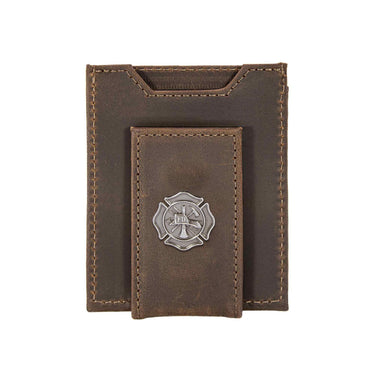 Maltese Cross Magnetic Leather Wallet | Slim Front Pocket Card Holder | Minimalist Clip Wallet