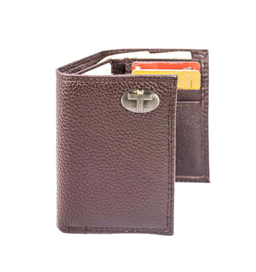 Christian Cross Leather Trifold Wallet for Men | Full Grain Leather Wallet | Gift for Him