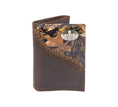 Fleur De Lis Leather Trifold Wallet for Men | Full Grain Leather Wallet | Gift for Him
