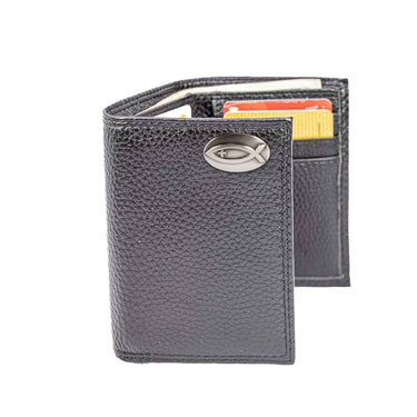 Jesus Fish Leather Trifold Wallet for Men | Full Grain Leather Wallet | Gift for Him