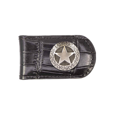Texas Star Leather Magnetic Money Clip Wallet - Slim Front Pocket Silver Emblem - 6 Colors