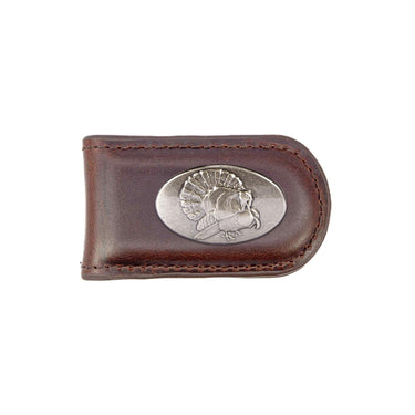 Turkey Leather Magnetic Money Clip Wallet - Slim Front Pocket Silver Emblem - 6 Colors