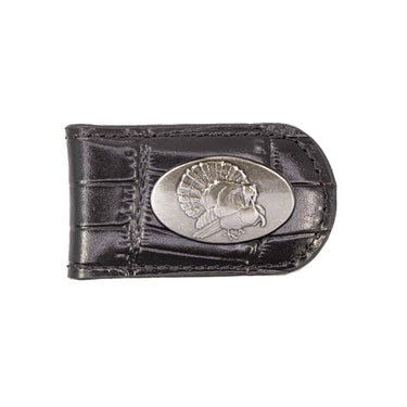 Turkey Leather Magnetic Money Clip Wallet - Slim Front Pocket Silver Emblem - 6 Colors