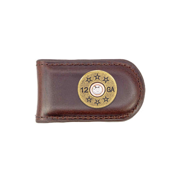 Shotshell Leather Magnetic Money Clip Wallet - Slim Front Pocket Silver Emblem - 6 Colors