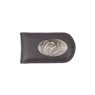 Dolphin Mahi Leather Magnetic Money Clip Wallet - Slim Front Pocket Silver Emblem - 6 Colors