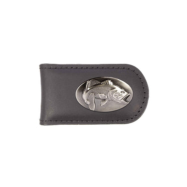 Bass Leather Magnetic Money Clip Wallet - Slim Front Pocket Silver Emblem - 6 Colors