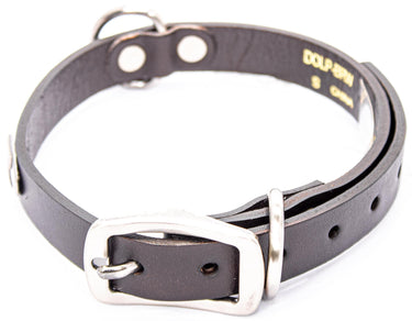Jesus Fish Brown Leather Dog Collar - Antique Silver Logo