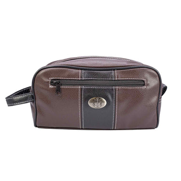 Anchor Men’s Brown Pebble PU Toiletry Bag – Water-Resistant Durable Compact Design for Travel.