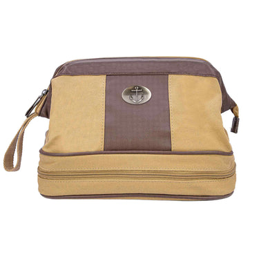 Anchor Men’s Khaki Waxed Canvas Toiletry Dopp Bag with Silver Logo