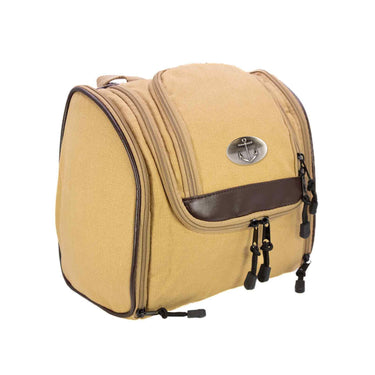 Anchor Men’s Khaki Waxed Canvas Hanging Toiletry Dopp Bag with Silver Logo