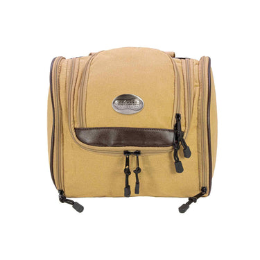 Peanut Men’s Khaki Waxed Canvas Hanging Toiletry Dopp Bag with Silver Logo