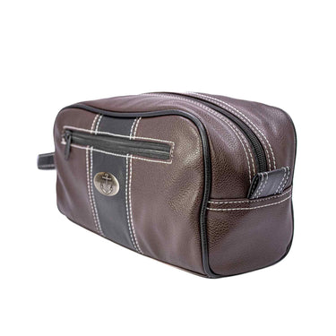 Anchor Men’s Brown Pebble PU Toiletry Bag – Water-Resistant Durable Compact Design for Travel.