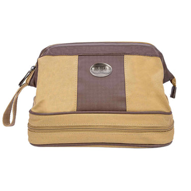 Peanut Men’s Khaki Waxed Canvas Toiletry Dopp Bag with Silver Logo