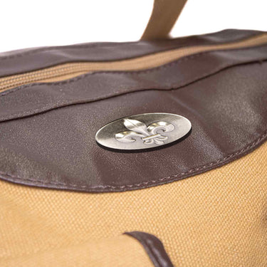 Fleur De Lis Men’s Khaki Waxed Canvas Weekender Duffel Bag, Water-Resistant Overnight Travel Bag