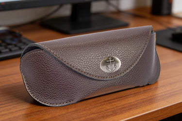 Anchor Sunglass and Eyewear Case – Brown Pebble with Protective Snap Closure