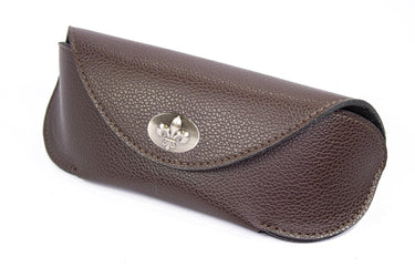 Fleur De Lis Sunglass and Eyewear Case – Brown Pebble with Protective Snap Closure