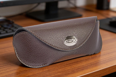 Jesus Fish Sunglass and Eyewear Case – Brown Pebble with Protective Snap Closure