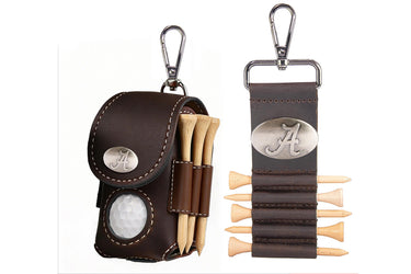 Alabama Crimson Tide Leather Golf Ball and Tee Holder - Brown or Camo Golf Bag Clip