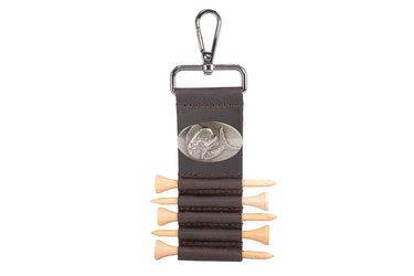 Dolphin Mahi Leather Golf Ball and Tee Holder - Brown or Camo Golf Bag Clip