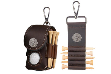 Maltese Cross Leather Golf Ball and Tee Holder - Brown or Camo Golf Bag Clip