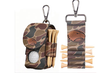 Georgia Southern Eagles Leather Golf Ball and Tee Holder - Brown or Camo Golf Bag Clip