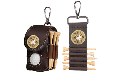 Shotshell Leather Golf Ball and Tee Holder - Brown or Camo Golf Bag Clip