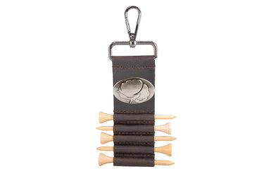 Cotton Boll Leather Golf Ball and Tee Holder - Brown or Camo Golf Bag Clip
