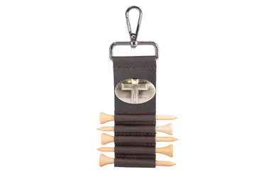 Christian Cross Leather Golf Ball and Tee Holder - Brown or Camo Golf Bag Clip