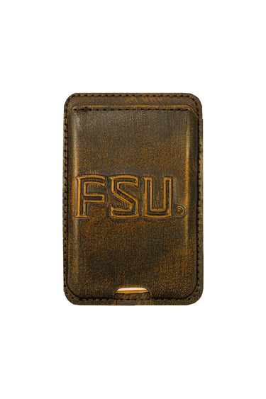Florida State Seminoles Magnetic Phone Card Holder – Brown Burnished Leather or Old School Camo