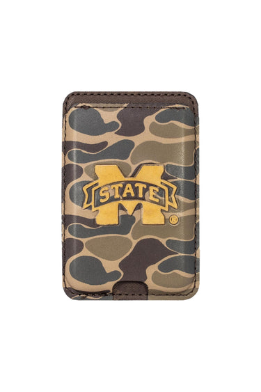 Mississippi State Bulldogs Magnetic Phone Card Holder – Brown Burnished Leather or Old School Camo