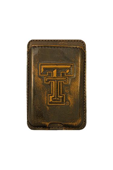 Texas Tech Red Raiders Magnetic Phone Card Holder – Brown Burnished Leather or Old School Camo
