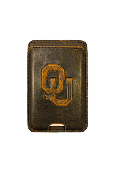 Oklahoma Sooners Magnetic Phone Card Holder – Brown Burnished Leather or Old School Camo